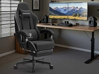 Gaming stoel - achterover leunen met voetensteun - zwart ademende stof - afbeelding 1 van  7