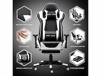Gaming stoel, - lendensteun - massage en intrekbare voetsteun - afbeelding 8 van  12