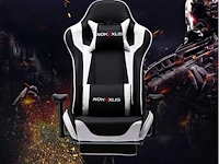 Gaming stoel, - lendensteun - massage en intrekbare voetsteun - afbeelding 10 van  12
