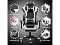 Gaming stoel, - lendensteun - massage en intrekbare voetsteun - afbeelding 5 van  6