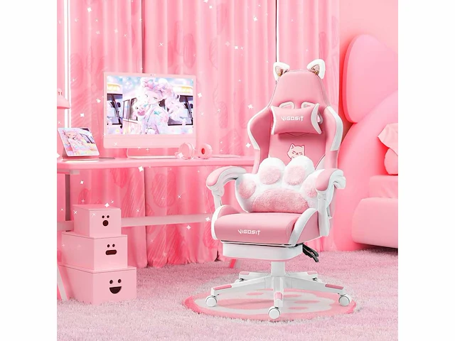 Gaming stoel - roze - afbeelding 3 van  8