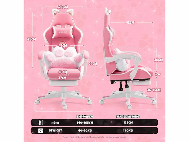 Gaming stoel - roze - afbeelding 4 van  8