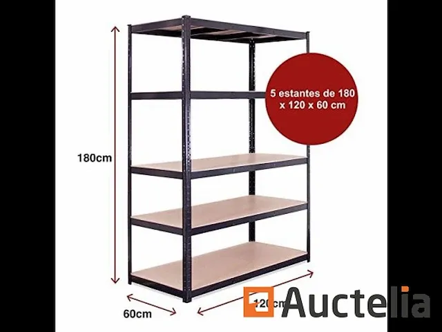 Garage rek - 5 niveau zwart - 180cm x 120cm x 60cm - afbeelding 2 van  2