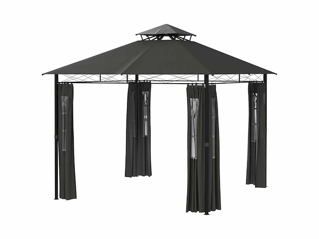 Garden party tent pavilion, 2,95 x 2,95 x 2,85 m, donkergrijs - afbeelding 3 van  10