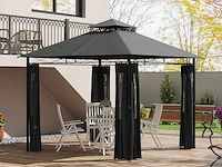 Garden party tent pavilion, 2,95 x 2,95 x 2,85 m, donkergrijs - afbeelding 6 van  10