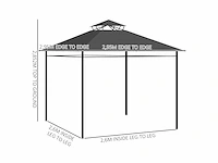 Garden party tent pavilion, 2,95 x 2,95 x 2,85 m, donkergrijs - afbeelding 9 van  10