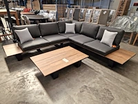 Garden prestige alu hoeklounge london met antraciet kussens