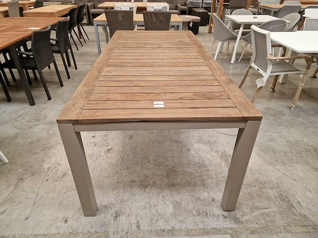 Garden prestige alu tuintafel california champagne - teak 220cm - afbeelding 6 van  8