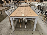 Garden prestige alu tuintafel cleopatra wit - teak blad 220 x 100cm - afbeelding 2 van  4