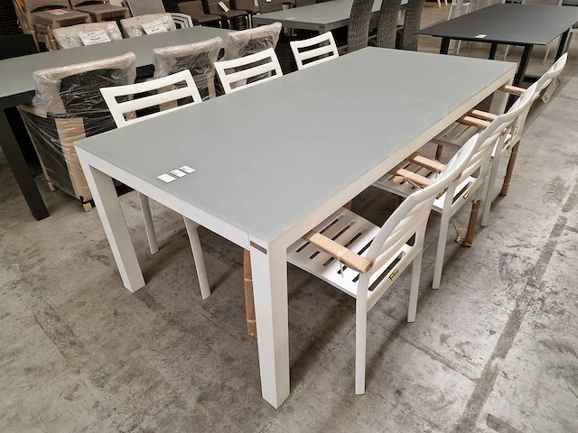 Garden prestige alu tuintafel cleopatra wit mat 220 x 100cm - afbeelding 1 van  4