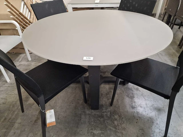 Garden prestige alu tuintafel elise rond 130cm taupe - afbeelding 2 van  4