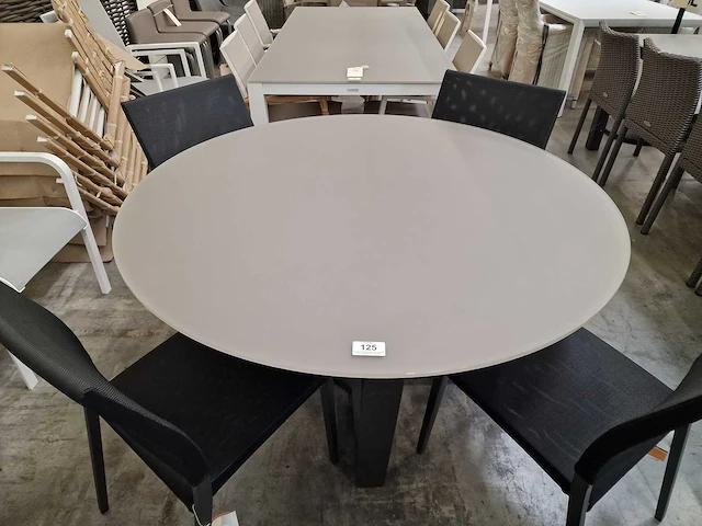 Garden prestige alu tuintafel elise rond 130cm taupe - afbeelding 4 van  4