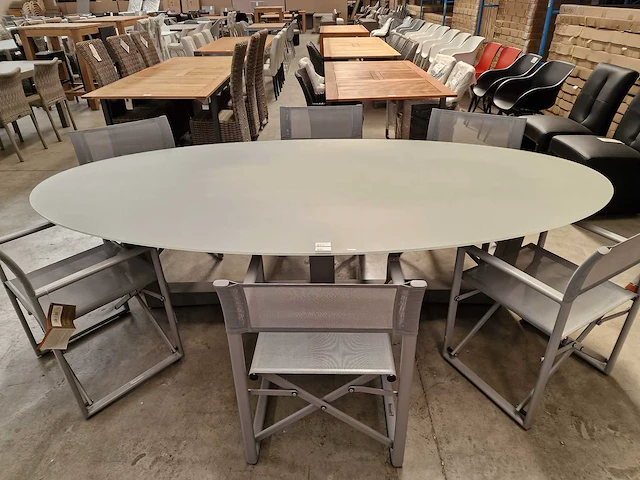 Garden prestige alu tuintafel florida ovaal 260 x 130cm warm grijs - afbeelding 2 van  6