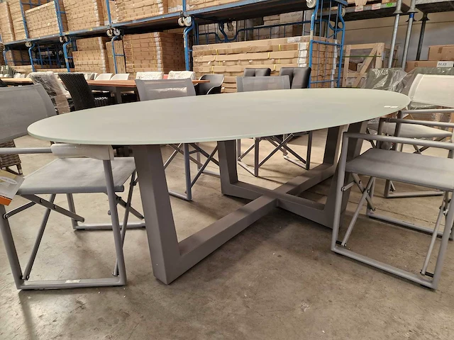 Garden prestige alu tuintafel florida ovaal 260 x 130cm warm grijs - afbeelding 5 van  6