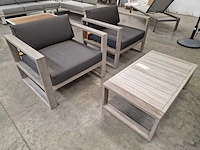 Garden prestige hamilton teak lounge sofa set 3-zit + 2x1-zit + salontafel greywash - afbeelding 12 van  12