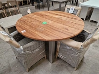 Garden prestige inox tuintafel dia 150cm natural teak - brede latten - afbeelding 1 van  4