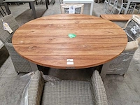 Garden prestige inox tuintafel dia 150cm natural teak - brede latten - afbeelding 2 van  4
