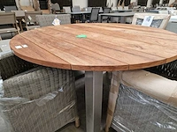 Garden prestige inox tuintafel dia 150cm natural teak - brede latten - afbeelding 3 van  4