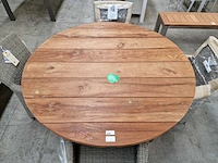 Garden prestige inox tuintafel dia 150cm natural teak - brede latten - afbeelding 4 van  4