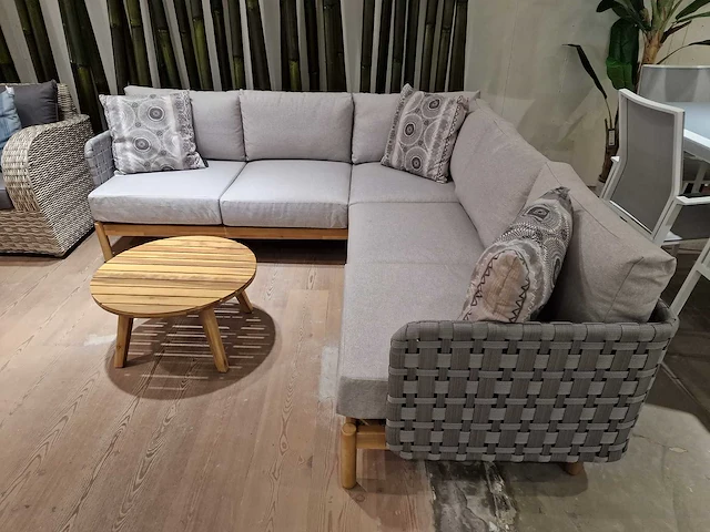 Garden prestige kolbe acacia lounge hoekset rope lichtgrijs - afbeelding 2 van  7