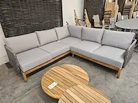Garden prestige kolbe hoeklounge set grey rope - acacia - afbeelding 5 van  6
