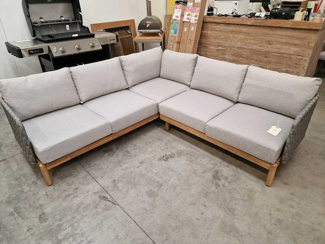 Garden prestige kolbe hoeklounge set grey rope - acacia - afbeelding 1 van  5