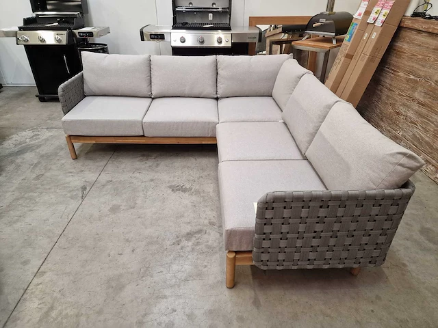 Garden prestige kolbe hoeklounge set grey rope - acacia - afbeelding 2 van  5