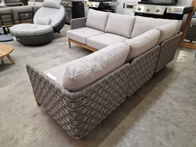 Garden prestige kolbe hoeklounge set grey rope - acacia - afbeelding 3 van  5
