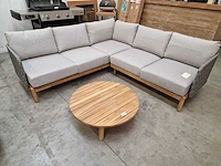 Garden prestige kolbe hoeklounge set grey rope - acacia - afbeelding 5 van  5