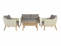 Garden prestige larisa acacia lounge sofa set wicker natural lichtgrijs - afbeelding 2 van  5