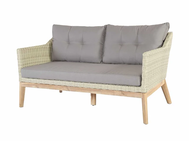 Garden prestige larisa acacia lounge sofa set wicker natural lichtgrijs - afbeelding 3 van  5