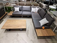Garden prestige lota alu lounge hoekset charcoal met acacia zijtafels - afbeelding 3 van  10