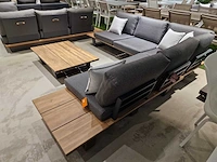 Garden prestige lota alu lounge hoekset charcoal met acacia zijtafels - afbeelding 6 van  10