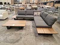 Garden prestige lota alu lounge hoekset charcoal met acacia zijtafels - afbeelding 8 van  10