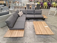 Garden prestige lota alu lounge hoekset charcoal met acacia zijtafels - afbeelding 9 van  10