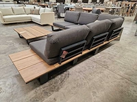 Garden prestige lota alu lounge hoekset charcoal met acacia zijtafels - afbeelding 10 van  10