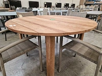 Garden prestige teak tuintafel dia 150cm natural teak - brede latten - afbeelding 3 van  4