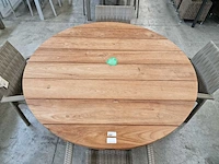 Garden prestige teak tuintafel dia 150cm natural teak - brede latten - afbeelding 4 van  4
