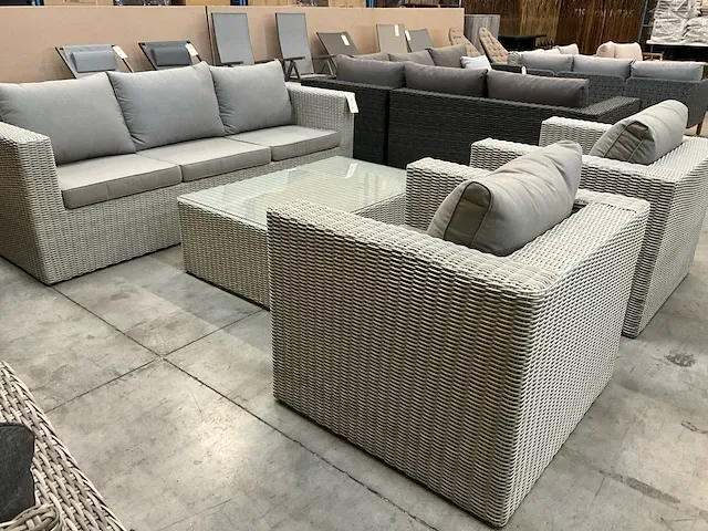 Garden prestige wicker lounge veneto halfrond ivory grey - afbeelding 1 van  4