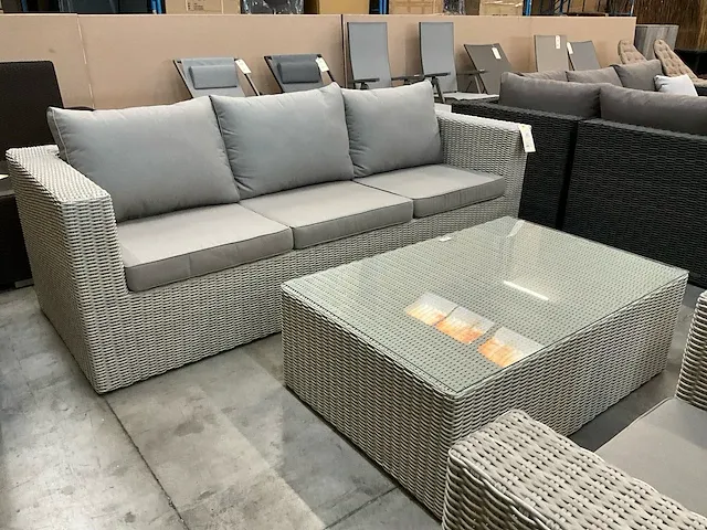 Garden prestige wicker lounge veneto halfrond ivory grey - afbeelding 2 van  4