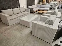 Garden prestige wicker lounge veneto ivory + kussens grijs