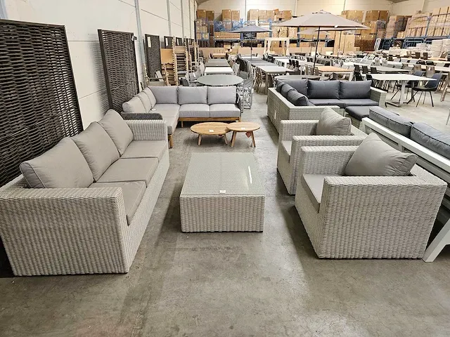 Garden prestige wicker lounge veneto ivory + kussens grijs - afbeelding 2 van  5