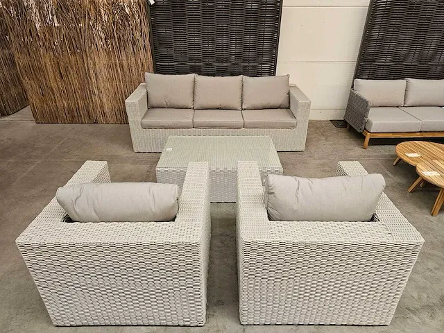 Garden prestige wicker lounge veneto ivory + kussens grijs - afbeelding 3 van  5