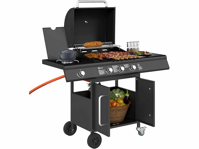 Gasbarbecue 12,2 kw 3 + 1 branders rvs - afbeelding 10 van  16