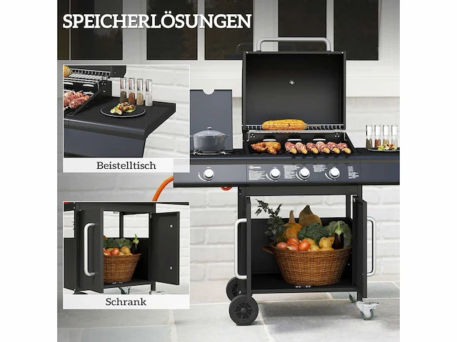 Gasbarbecue 12,2 kw 3 + 1 branders rvs - afbeelding 13 van  16
