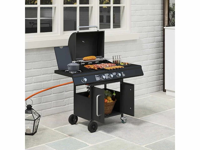 Gasbarbecue 12,2 kw 3 + 1 branders rvs - afbeelding 7 van  16