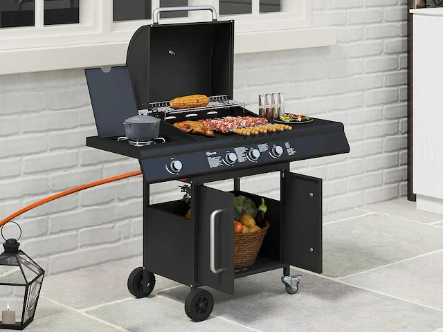 Gasbarbecue 12,2 kw 3 + 1 branders rvs - afbeelding 9 van  16