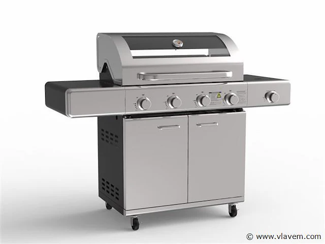 Gasbarbecue 4 branders - rvs met gietijzeren roosters - afbeelding 1 van  4