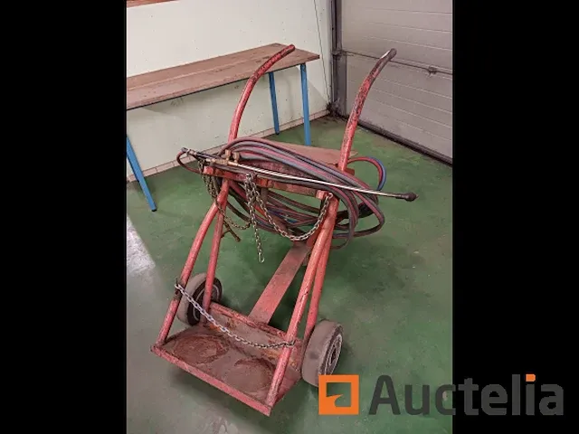 Gasflessenwagen oranje volle banden met toorts - afbeelding 2 van  6