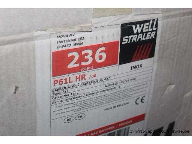 Gasradiator well straler, p61l hr - afbeelding 2 van  2